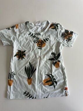 Tiny Cottons 2T Kids Pale Green Short-Sleeve Tee with Plant Print